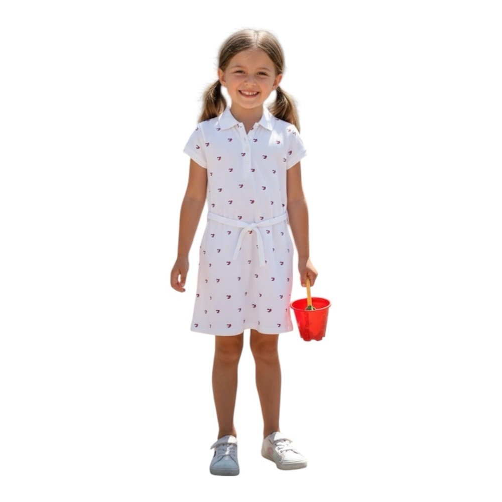 Tommy Hilfiger Size S (6/7) Girl’s White Polo Dress – Red, White & Blue